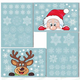 Snowflakes, Santa, & Elk Christmas Window Stickers